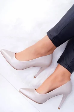 Czółenka Klasyczne>Buty Sergio Leone Sergio Leone Perłowe Czółenka Szpilki Nude Feliciana