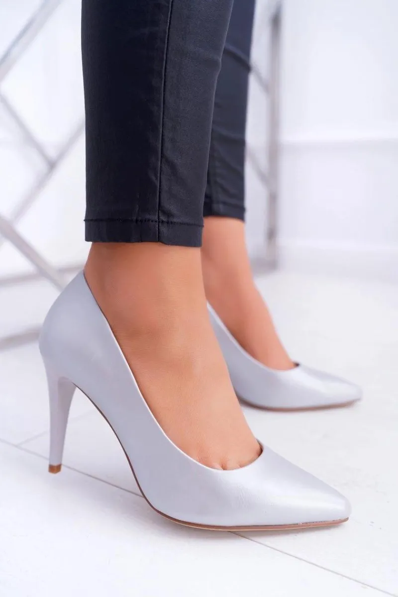 Hot Buty Sergio Leone Sergio Leone Perłowe Czółenka Szpilki Srebrne Feliciana