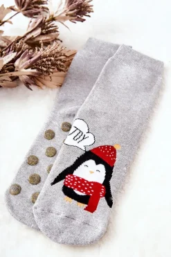 New Skarpetki Antypoślizgowe Błyszczące Pingwin Srebrne Skarpetki|Skarpetki