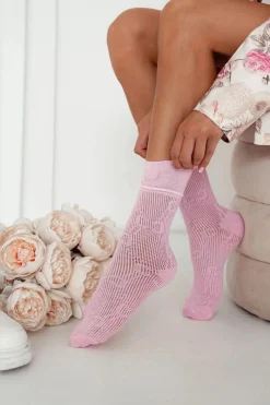 Online Milena Skarpetki Damskie Ażurowe CC Różowe Różowy