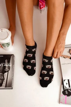 Skarpetki|Skarpetki>Milena Skarpetki Damskie Bawełniane W Mopsy Czarne