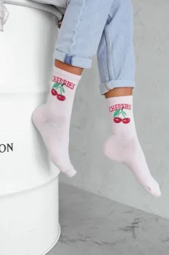 Discount Skarpetki Damskie CHERRIES Pudrowy Róż Skarpetki|Skarpetki