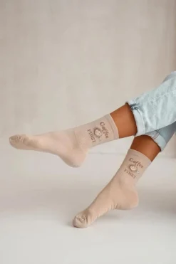 Skarpetki|Skarpetki>Milena Skarpetki Damskie Coffee FIRST Beżowe