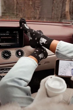 Online Milena Skarpetki Damskie Kotki I Serca Czarne Czarny