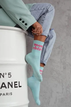 Skarpetki|Skarpetki>Milena Skarpetki Damskie Mon Chéri Bawełniane Niebieskie