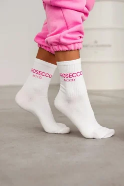 Discount Skarpetki Damskie PROSECCO MOOD Białe Skarpetki|Skarpetki