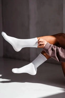 Sale Skarpetki Damskie W Prążek Białe Skarpetki|Skarpetki