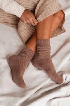 Skarpetki|Skarpetki>Milena Skarpetki Damskie Wełniane Alpaka Ciemnobeżowe