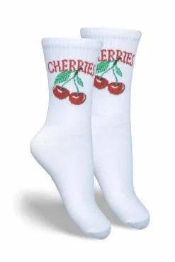 Skarpetki|Skarpetki>Milena Skarpetki Dziecięce Młodzieżowe CHERRIES Białe Biały