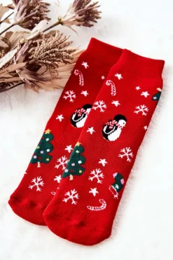 Sale Skarpetki Dziecięce Świąteczne Postacie Czerwone Skarpetki|Skarpetki