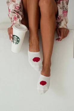 Discount Milena Skarpetki Microstopki Damskie Bawełniane Róża Ecru Biały