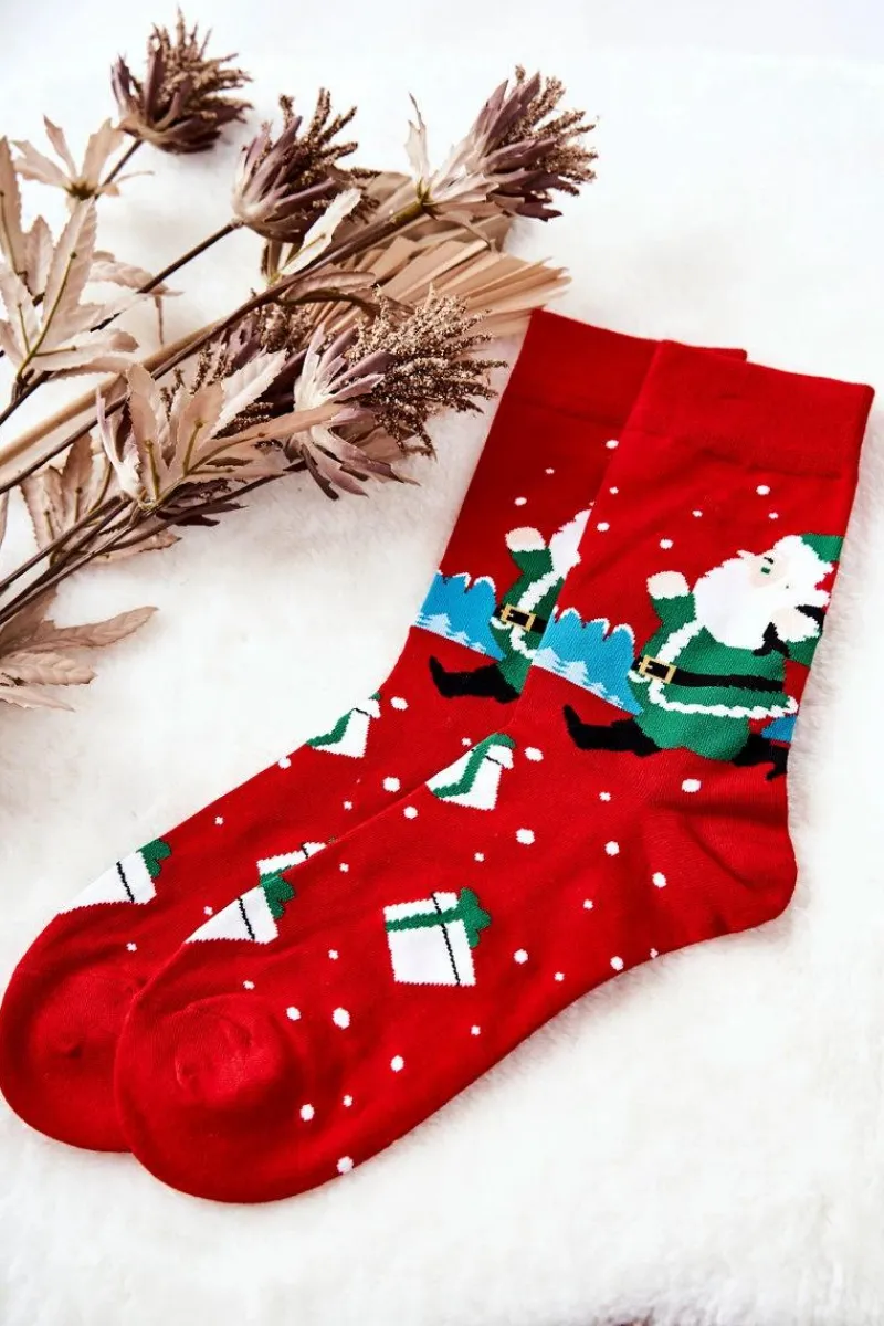 Skarpetki|Skarpetki>Aura.via Skarpetki Męskie Mikołaj Z Workiem Czerwone