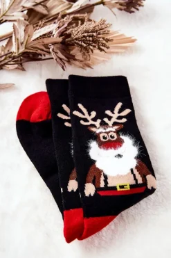 Online Skarpetki Męskie Renifer Czarno-Czerwone Skarpetki|Skarpetki