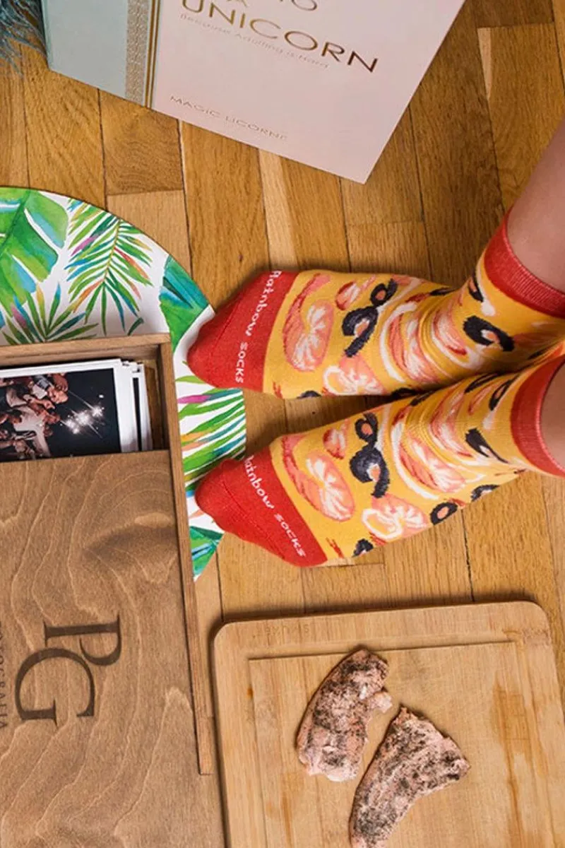 New ZOOKSY/RAINBOW SOCKS Skarpetki Rainbow Socks 1 Para Pizza Owoce Morza Wielokolorowy