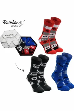Discount ZOOKSY/RAINBOW SOCKS Skarpetki Rainbow Socks Dla Fana Motoryzacji 3 Pary Wielokolorowy