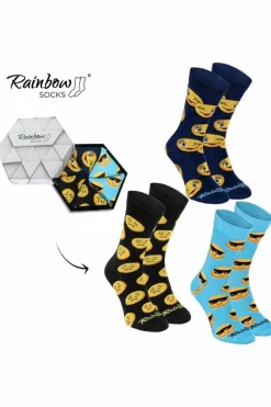 Clearance Skarpetki Rainbow Socks Emotikony Śmieszek Smuteczek Ważniak 3 Pary Skarpetki|Skarpetki