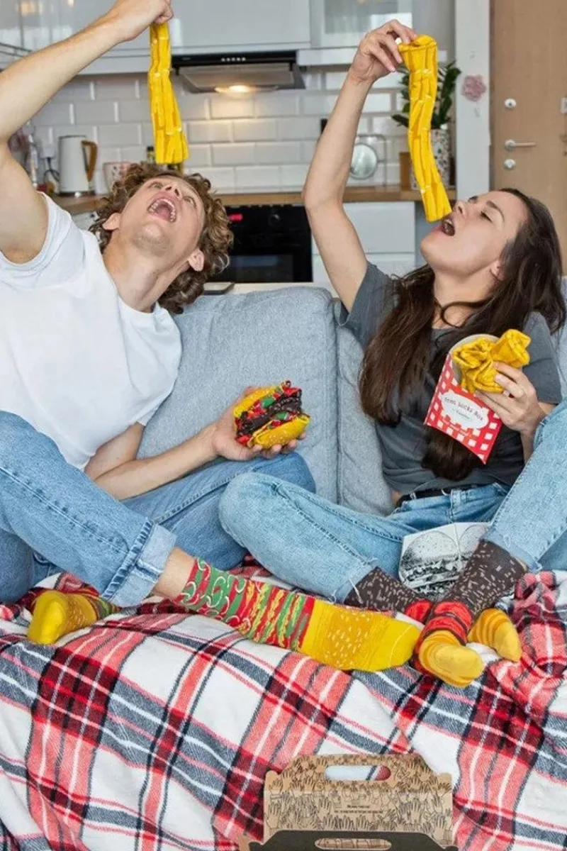 Sale ZOOKSY/RAINBOW SOCKS Skarpetki Rainbow Socks Na Wynos Burger Frytki 4 Pary Wielokolorowy