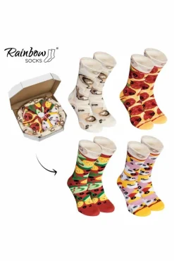 Best Skarpetki Rainbow Socks Pizza 4 Pary Pepperoni Wegetariańska Capricciosa Skarpetki|Skarpetki