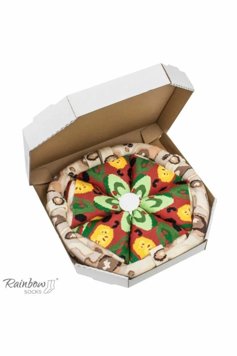 Discount ZOOKSY/RAINBOW SOCKS Skarpetki Rainbow Socks Pizza 4 Pary Wegetariańska Wielokolorowy