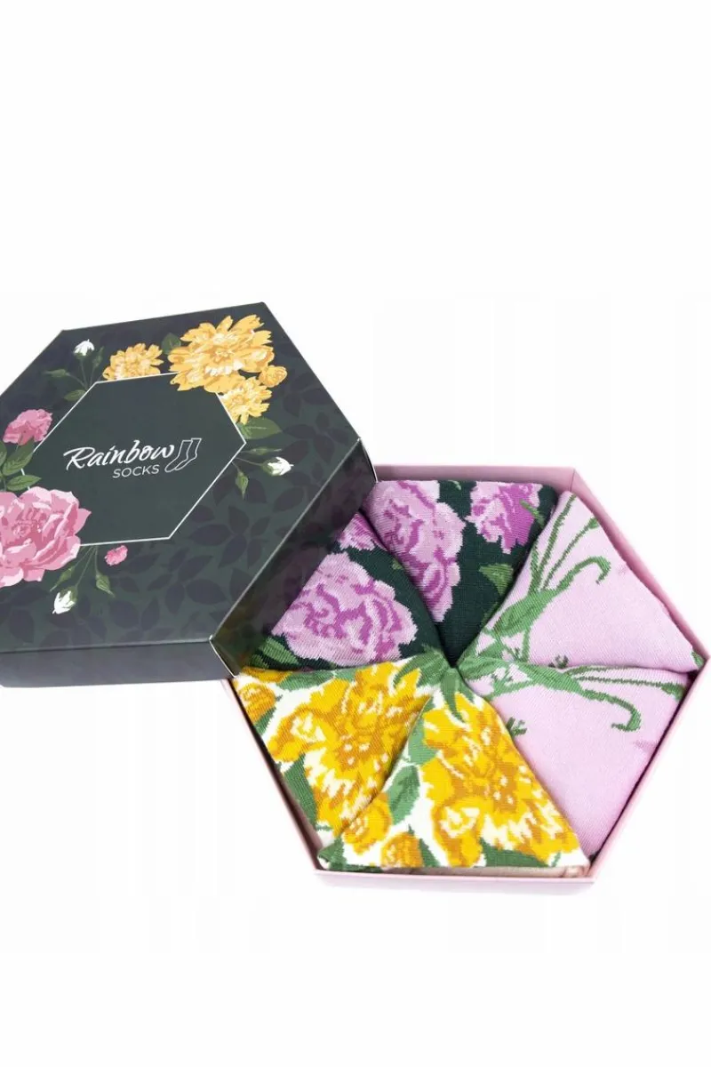 Sale ZOOKSY/RAINBOW SOCKS Skarpetki Rainbow Socks W Kwiaty Róże Peonie Pąki 3 Pary