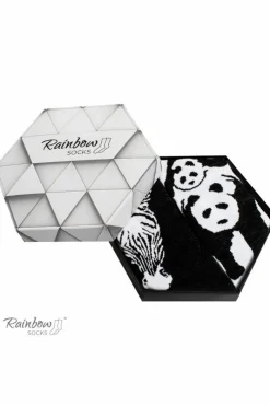 Skarpetki|Skarpetki>ZOOKSY/RAINBOW SOCKS Skarpetki Rainbow Socks W Motywy Zwierzęce Zebra Panda Czarno-Białe 2 Pary Fioletowy