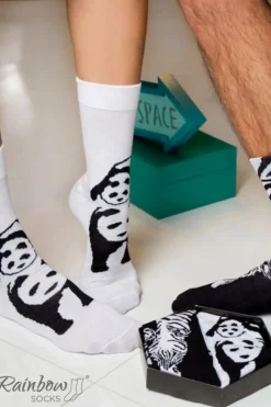 Skarpetki|Skarpetki>ZOOKSY/RAINBOW SOCKS Skarpetki Rainbow Socks W Motywy Zwierzęce Zebra Panda Czarno-Białe 2 Pary Fioletowy
