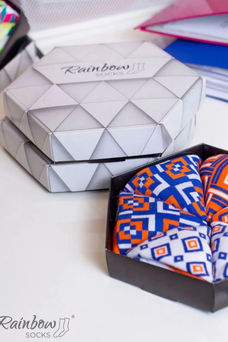 New ZOOKSY/RAINBOW SOCKS Skarpetki Rainbow Socks W Geometryczne Wzory 3 Pary Wielokolorowy