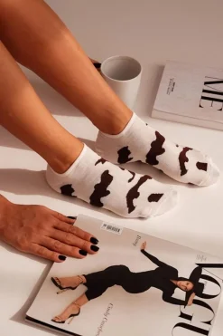 Skarpetki|Skarpetki>Milena Skarpetki Stopki Damskie W Łaty Ecru