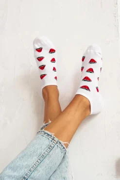Best Milena Skarpetki Stopki Damskie Arbuzy Białe