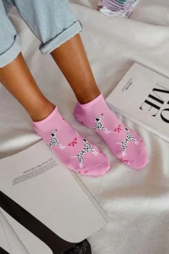 Outlet Skarpetki Stopki Damskie Dalmatyńczyk Różowe Skarpetki|Skarpetki