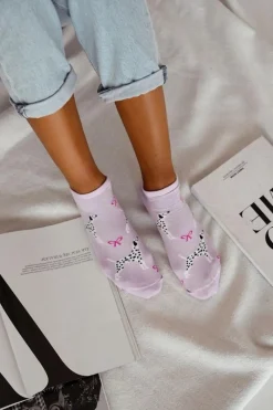 Best Milena Skarpetki Stopki Damskie Dalmatyńczyk Fioletowe Fioletowy