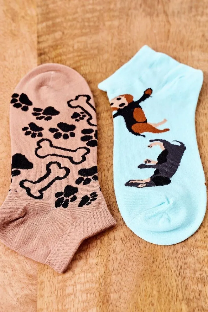 Outlet Boto Skarpetki Stopki Nie Do Pary W Pieski Miętowo-Brązowe