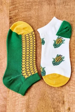 Skarpetki|Skarpetki>Boto Skarpetki Stopki Nie Do Pary Z Kukurydzą Biało-Zielone