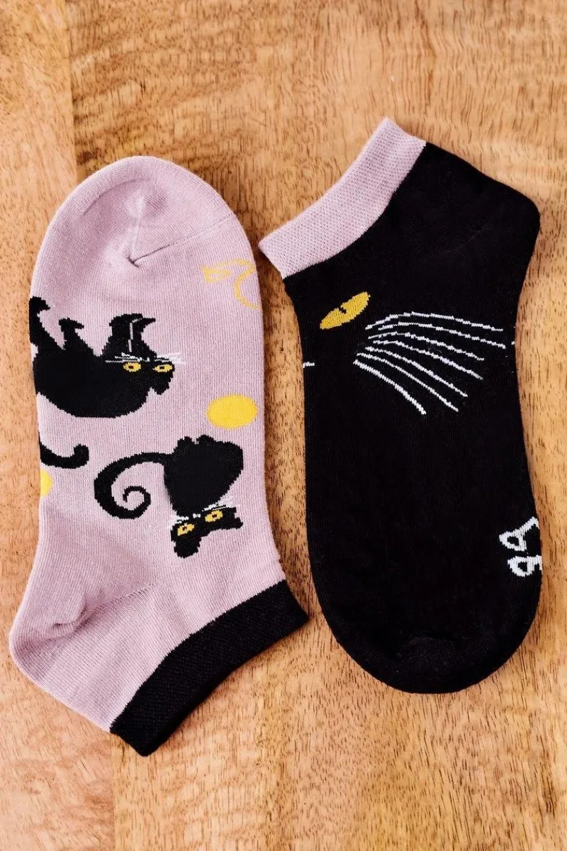 Skarpetki|Skarpetki>Boto Skarpetki Stopki Nie Do Pary W Koty Czarno-Brązowe