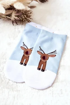 Best Skarpetki Stopki Renifer Zielono-Biały Skarpetki|Skarpetki