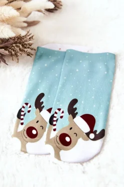 Outlet Skarpetki Stopki Renifer Zielone Skarpetki|Skarpetki