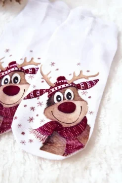 Best Boto Skarpetki Stopki Renifer W Szaliku Białe