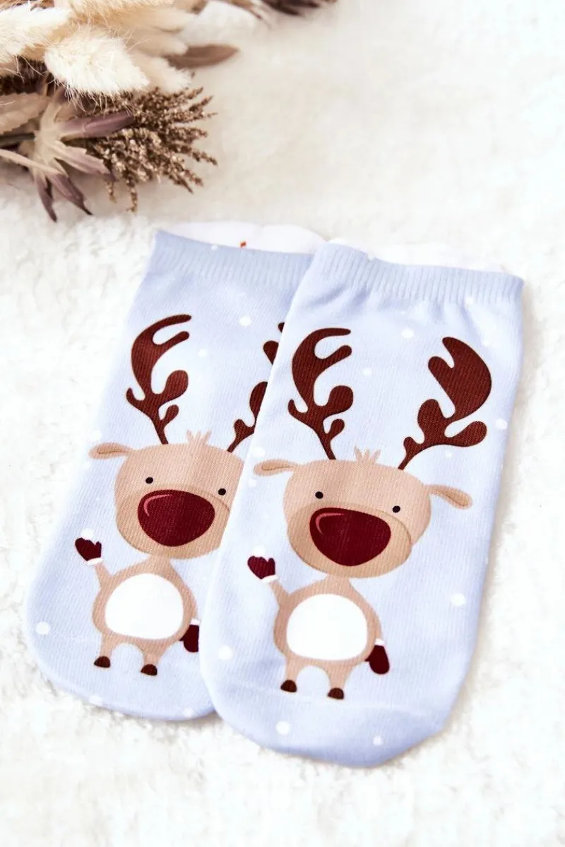 Outlet Skarpetki Stopki Renifer Niebieskie Skarpetki|Skarpetki