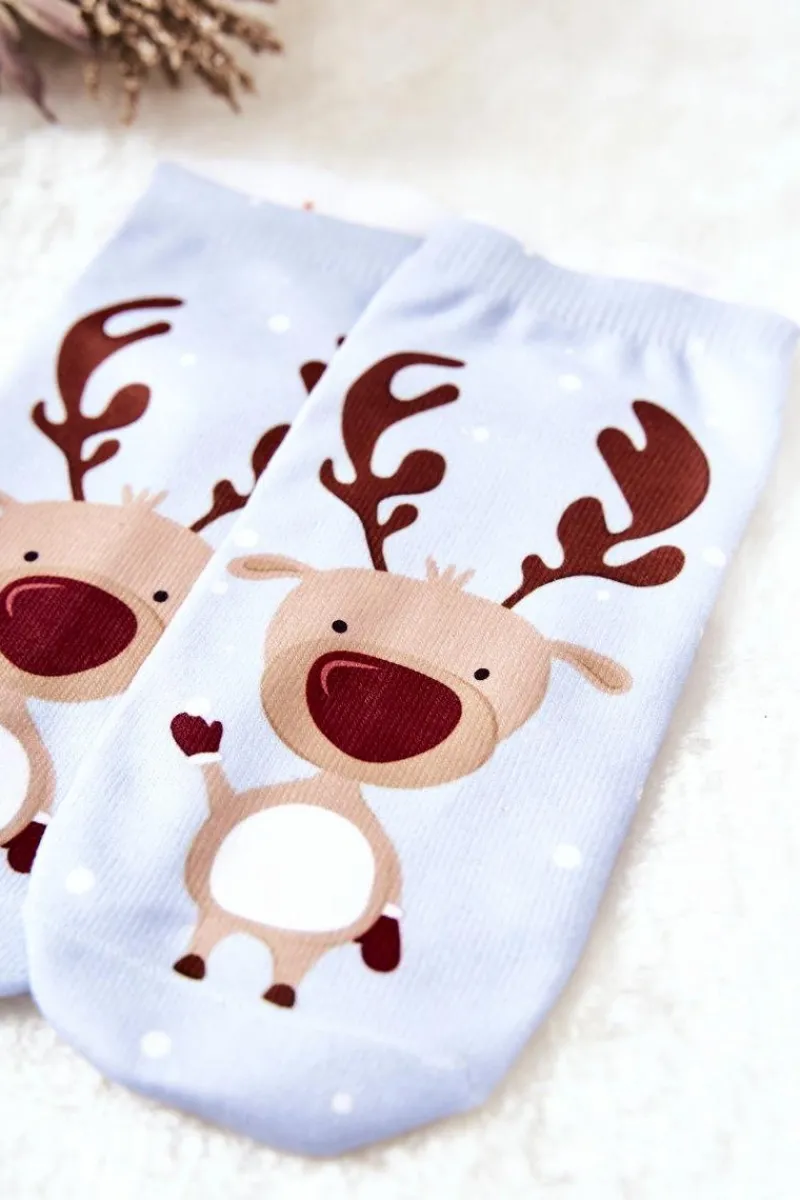 Outlet Skarpetki Stopki Renifer Niebieskie Skarpetki|Skarpetki