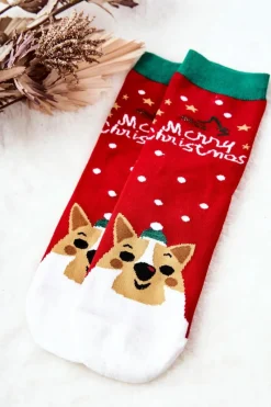 Skarpetki|Skarpetki>Aura.via Skarpetki Świąteczne Miś Czerwone