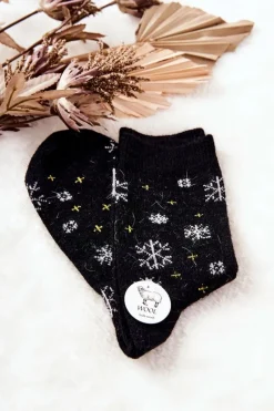 New Skarpetki Świąteczne Śnieżynki Czarne Skarpetki|Skarpetki
