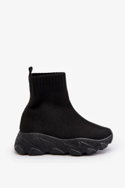 Chłopięce|Dziewczęce></noscript>Boto Skarpetkowe Buty Sportowe Dziecięce Czarne Zaelin Czarny