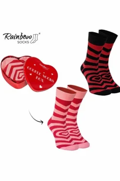 Sale Skarpety COUPLE BOX 2 Pary Pudełko Serce Rainbow Socks Skarpetki|Skarpetki