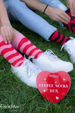 Sale Skarpety COUPLE BOX 2 Pary Pudełko Serce Rainbow Socks Skarpetki|Skarpetki