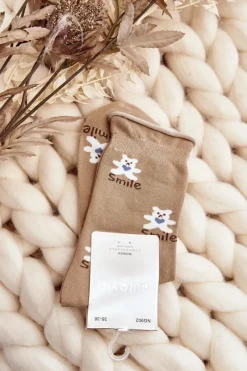 Skarpety Damskie We Wzory Beżowe Skarpetki|Skarpetki