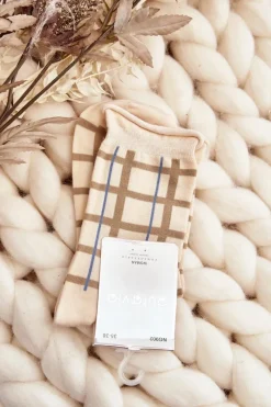 Skarpetki|Skarpetki>Aura.via Skarpety Damskie We Wzory Kratka Jasnobeżowe