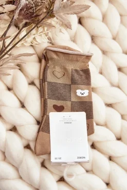 Outlet Aura.via Skarpety Damskie We Wzory Brązowe