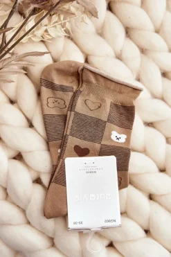 Outlet Aura.via Skarpety Damskie We Wzory Brązowe