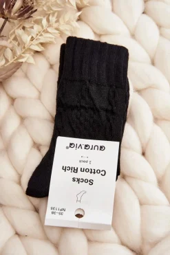 Outlet Aura.via Skarpety Damskie Z Tłoczeniem Czarne