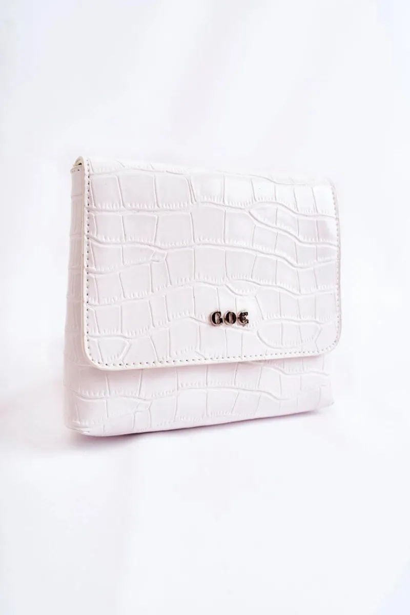 GOE Skórzana Mała Torebka Listonoszka ZNJ035 Biała Biały